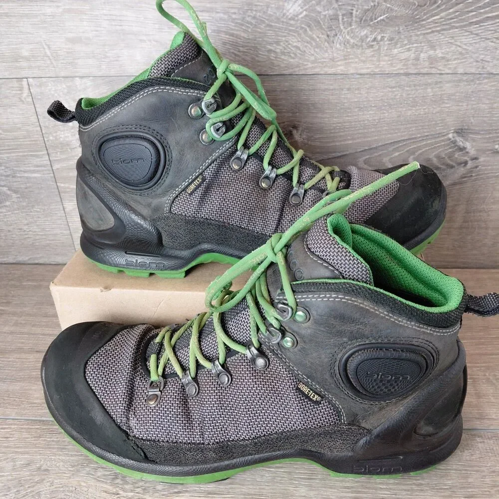 ECCO Boots Men 10 Gray BIOM Terrain GTX Gore-Tex Waterproof Outdoor Hiking Ankle